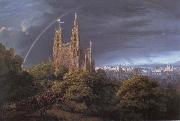 Karl friedrich schinkel Medieval City on a River oil painting on canvas